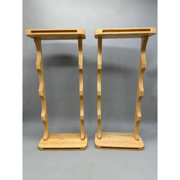 Wooden Countertop Wine Rack Holder For 6 Bottles Natural Finish Modern Design - Picture 2 of 11